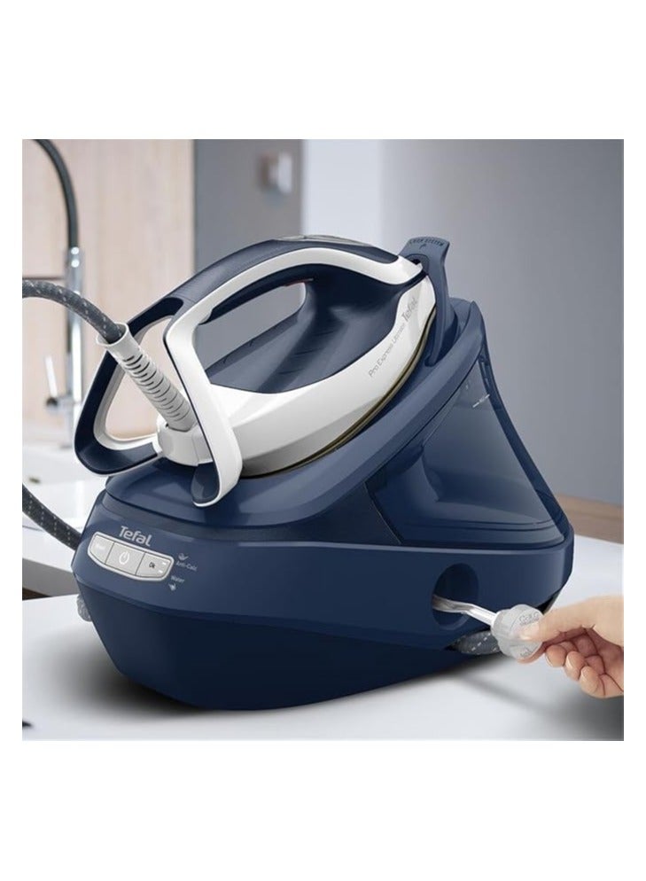 مكواة بخار تيفال GV9720 برو إكسبريس ألتيميت | ضغط قوي 8 بار | إطلاق بخار مستمر: 170 غ/دقيقة | تعزيز البخار: 590 غ/دقيقة | جامع ترسبات كلسية قابل للإزالة | هدوء فائق | أبيض/أزرق - Image 3