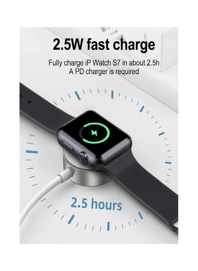 جوي روم شاحن لاسلكي مغناطيسي من النوع C إلى Iwatch متوافق مع Apple Watch Series 8 7 6 5 4 3 2 1 سلك شاحن مغناطيسي سريع لـ iWatch شحن لاسلكي محمول 1.2 متر - Image 3