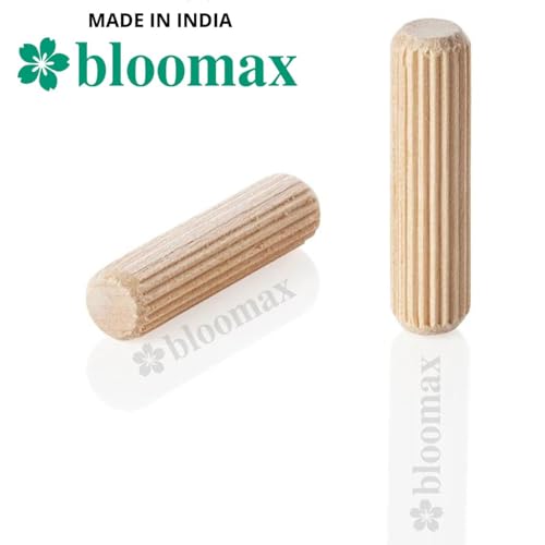 BLOOMAX 8mm x 30mm Wooden Dowel Pins | Pack of 500 Kiln-Dried Hardwood Straight Grooved Wood Pegs | Beveled Ends for Easy Insertion | Precision Furniture Connector and Fastener Accessories - Image 2