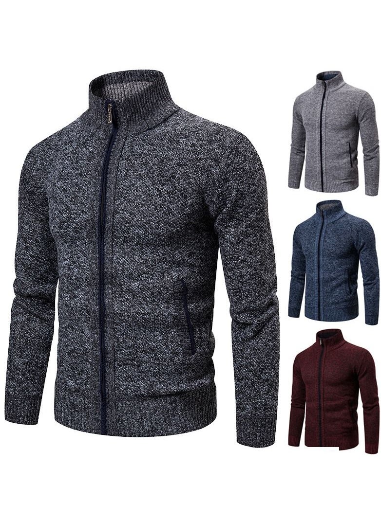 Loquat - Men's Casual Thickened Long Sleeved Knitting Cardigan - Image 1