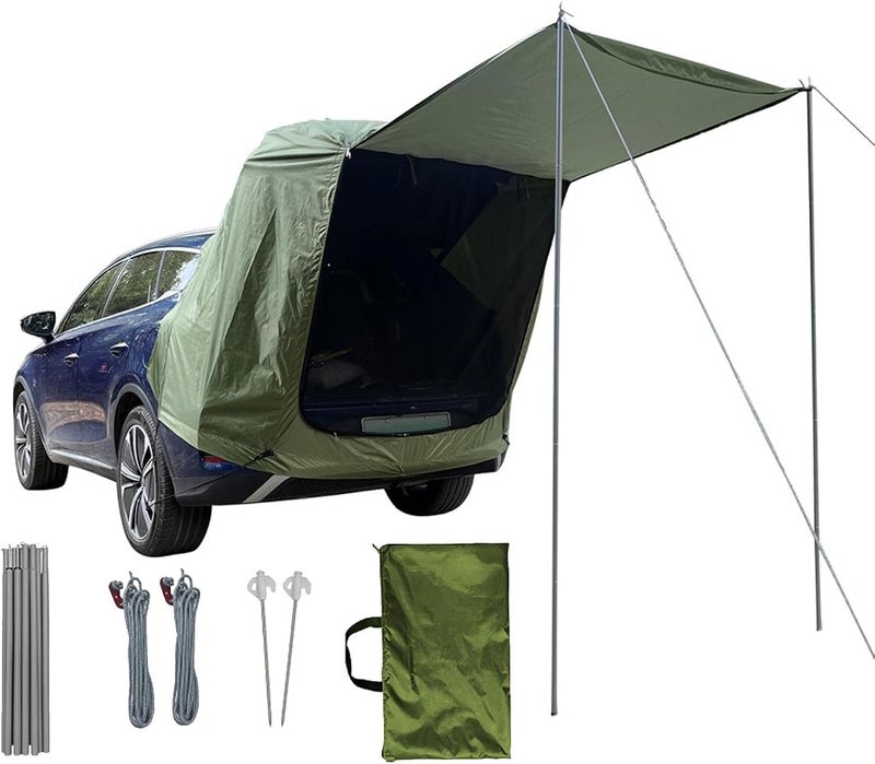 VAODO SUV Tailgate Tent, Camping Tent with Awning Shade, Car Roof Canopy and Poles, Hatchback Rear Shelter, Outdoor Travel Preferred, Universal Fit Most SUV, Green - Image 1