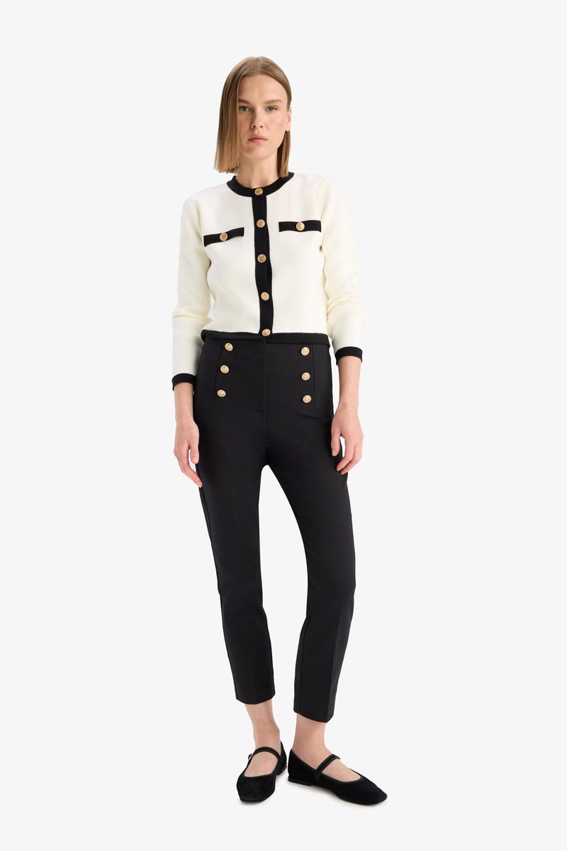 DeFacto Black Woman Slim Fit Regular Hem Trousers Casual - Image 4