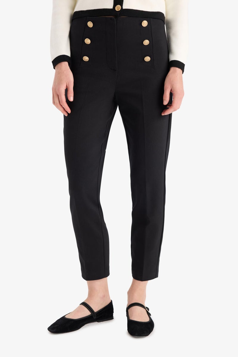 DeFacto Black Woman Slim Fit Regular Hem Trousers Casual - Image 3