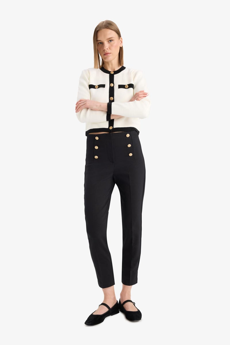 DeFacto Black Woman Slim Fit Regular Hem Trousers Casual - Image 5