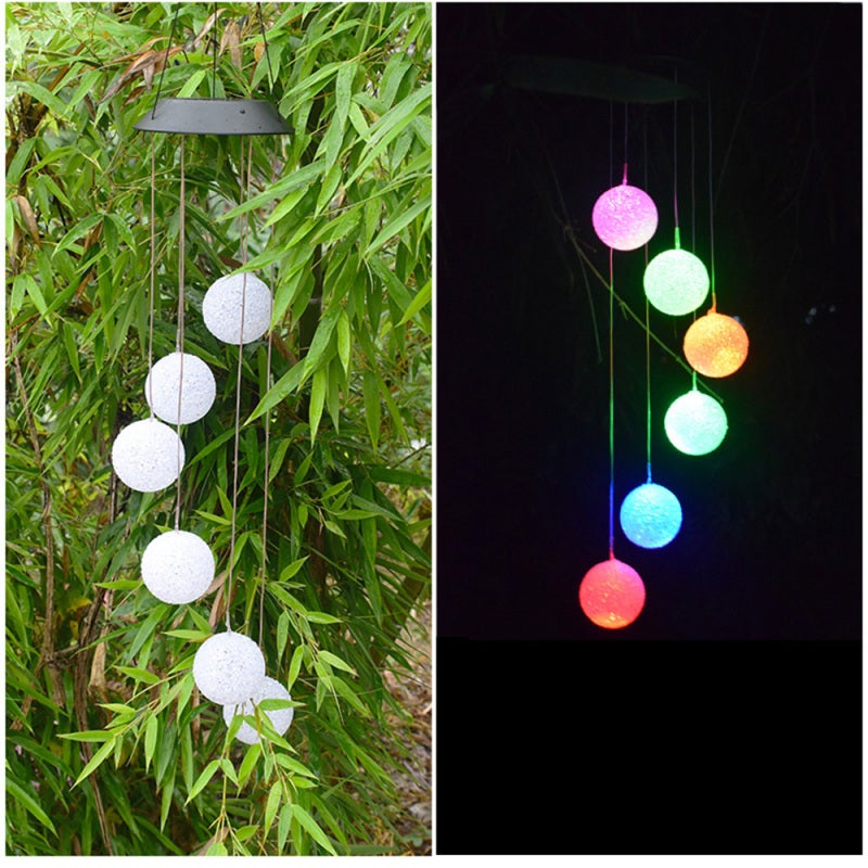 Solar Energy Powered Wind Chime Lamp Color-changing Particle Ball Waterproof Outdoor Garden Street Solar Panel Ball Light - Image 2