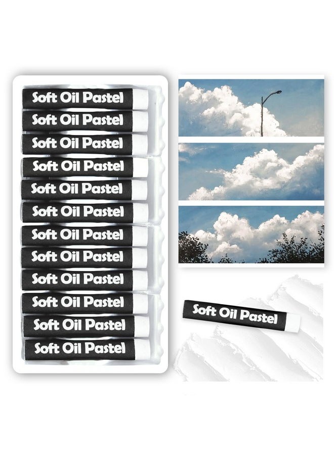 Qianshan qianshan Soft Oil Pastels Set of 12 Single Colors,Non Toxic,Soft Texture Vibrant and Creamy Oil Crayons Pastels Art Supplies.White  - Image 1