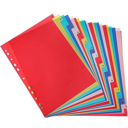 Prudiut 21 Tab A-Z Binder Dividers, 3 Ring Plastic Binder Dividers with Tabs Multicolor Alphabet Dividers for 2/3/4/11 Ring Binders, Letter Size (8.2×11.6 Inch) - Image 1