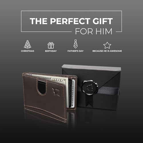 Kingly Cash Clip Slim Leather Wallet for Men with RFID Blocking & Money Clip - Minimalist Front Pocket Bifold Wallet Holds 12 Cards - Secure Card Holder with Easy Access Pull Tab - Image 5