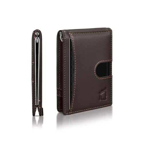 Kingly Cash Clip Slim Leather Wallet for Men with RFID Blocking & Money Clip - Minimalist Front Pocket Bifold Wallet Holds 12 Cards - Secure Card Holder with Easy Access Pull Tab - Image 1
