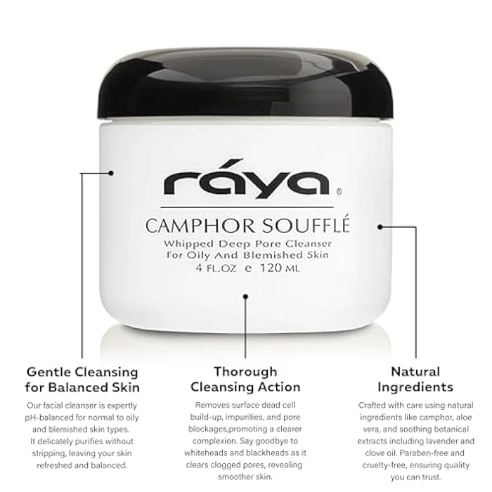 Raya Camphor Soufflé Facial Cleanser (101) - pH-Balanced Blemish Facial Wash for Oily & Break-Out Skin, Blackheads & Whiteheads, Clarify Pores, Refreshing Camphor Formula, Smooth Complexion - 4oz - Image 3