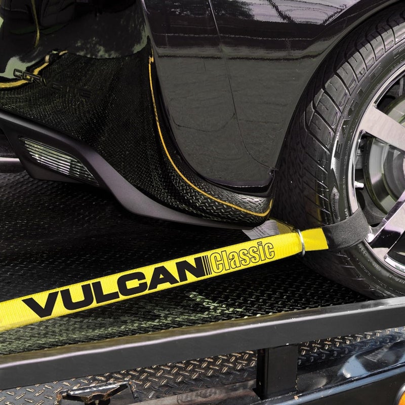 VULCAN Loop Exotic Car Tie Down Straps - 2 Inch x 12 Foot - Classic Yellow - Set of Four - Image 2