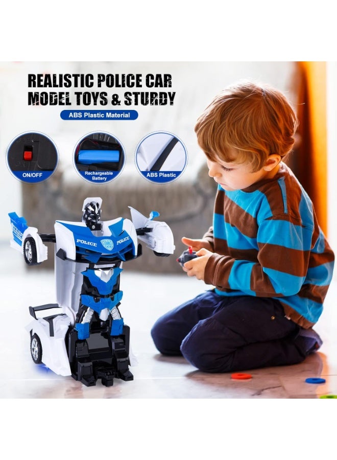 Transformer Remote Controlled Police Car Toy for Boys, RC Transform Robot with Remote Control, Children's Birthday Gifts - Image 2