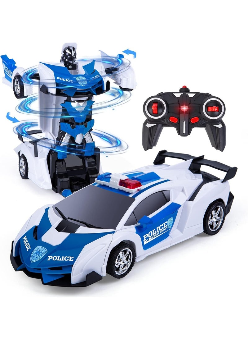 Transformer Remote Controlled Police Car Toy for Boys, RC Transform Robot with Remote Control, Children's Birthday Gifts - Image 1