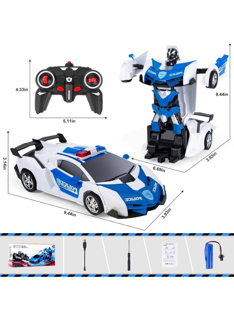 Transformer Remote Controlled Police Car Toy for Boys, RC Transform Robot with Remote Control, Children's Birthday Gifts - Image 3