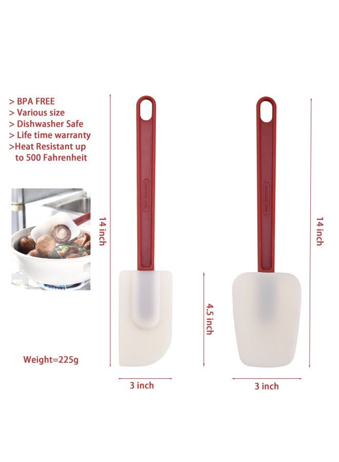 Baking Tools Silicone Scraper High Temperature Resistant Silicone Cream Kitchen Scraper Red Handle Scraper 3 Piece Set-Specifications:14" Two Piece Set - Image 1