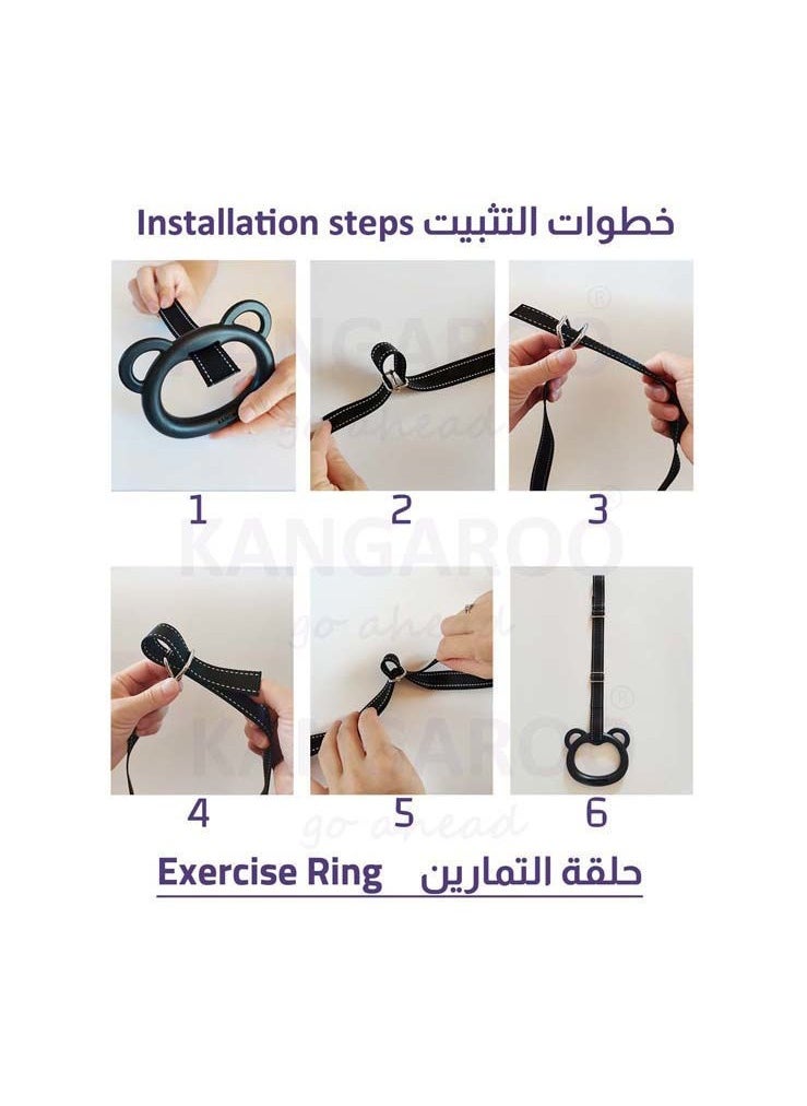 KANGAROO Gymnastics rings, fitness equipment adjustable slip resistance handle cat head handle gym ring for arm training  - Image 5