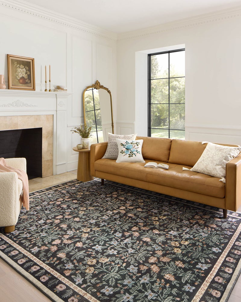 Loloi II Rifle Paper Co x Loloi Eden Collection EDE02 Mughal Garden Black 26 x 76 Runner Rug 