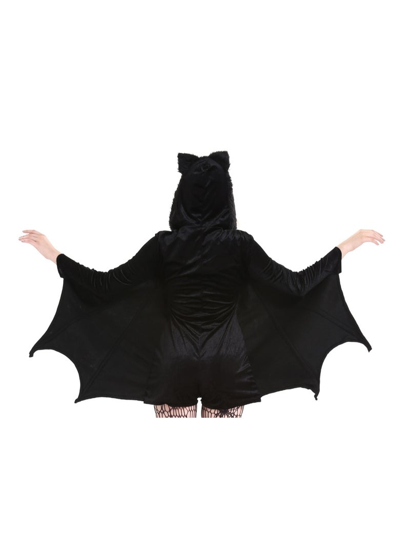 Woman’s Black Bat Zip Hoodie Halloween Costumes for Adults - Image 2