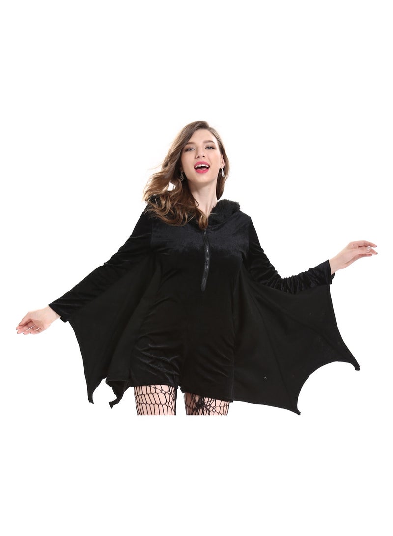 Woman’s Black Bat Zip Hoodie Halloween Costumes for Adults - Image 4