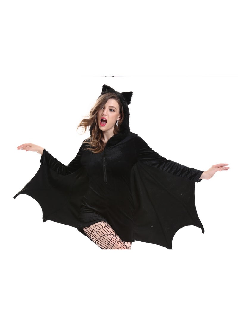 Woman’s Black Bat Zip Hoodie Halloween Costumes for Adults - Image 3