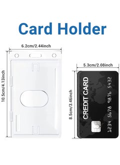 KASTWAVE Vertical ID Card Badge Holder, 10 Pieces Hard Plastic Card Holder Frosted Clear Credit Card Protector Thumb Slot Badge Holder Heavy Duty ID Badge Holder  - Image 5