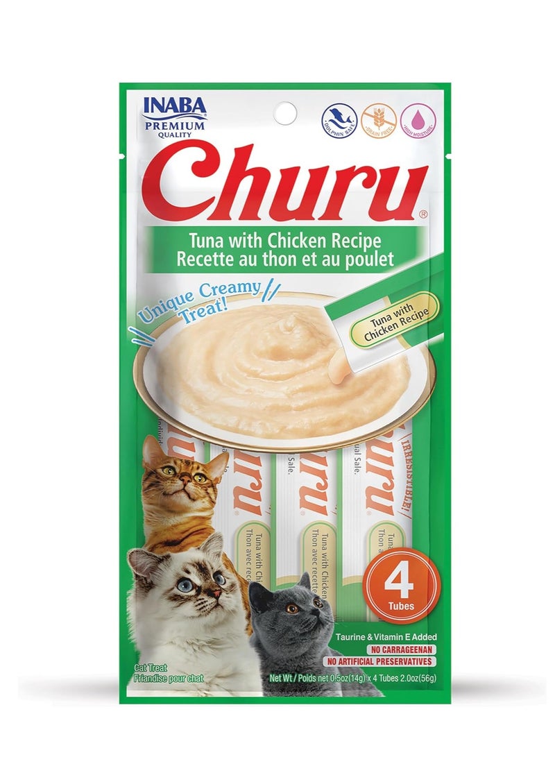 INABA Cat Creamy Adult Treat Chicken With Tuna Flavor 4x14g - Image 1