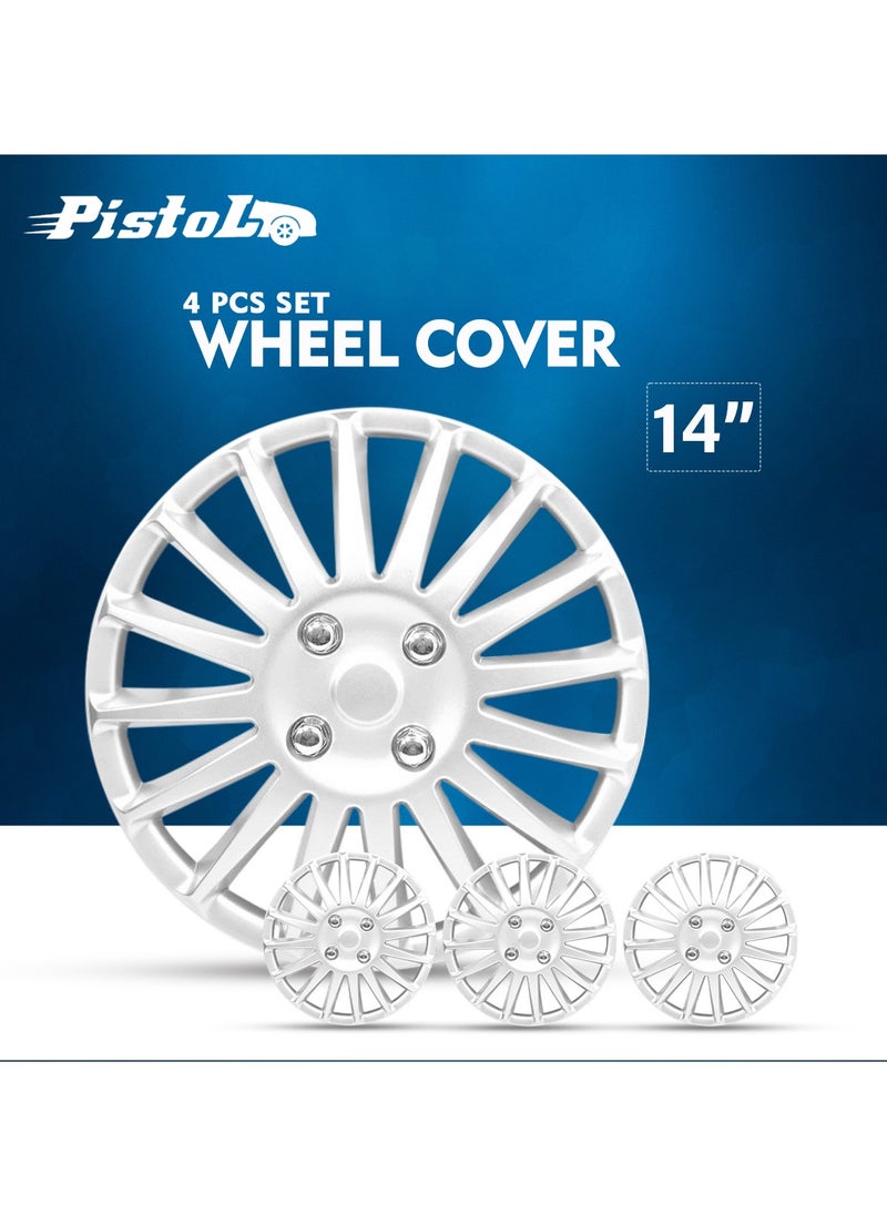 Generic 14 Inch Wheel Hubcaps Set of 4 Pcs Automotive Hub Wheel Cap with Universal Snap-On Rings Wheel Cover - Pistol WJ-5019-A-14  - Image 1