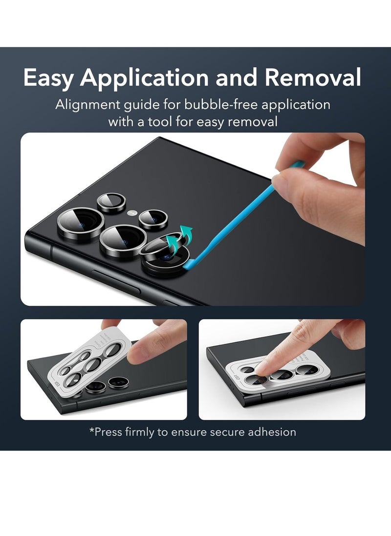 Raxoom Samsung Galaxy S24 Ultra Camera Lens Protector, Individual Lens Protectors, Scratch-Resistant Ultra-Thin Tempered Glass with Aluminum Edging, Galaxy S24 Ultra Case Friendly, 1 Set, Black - Image 4