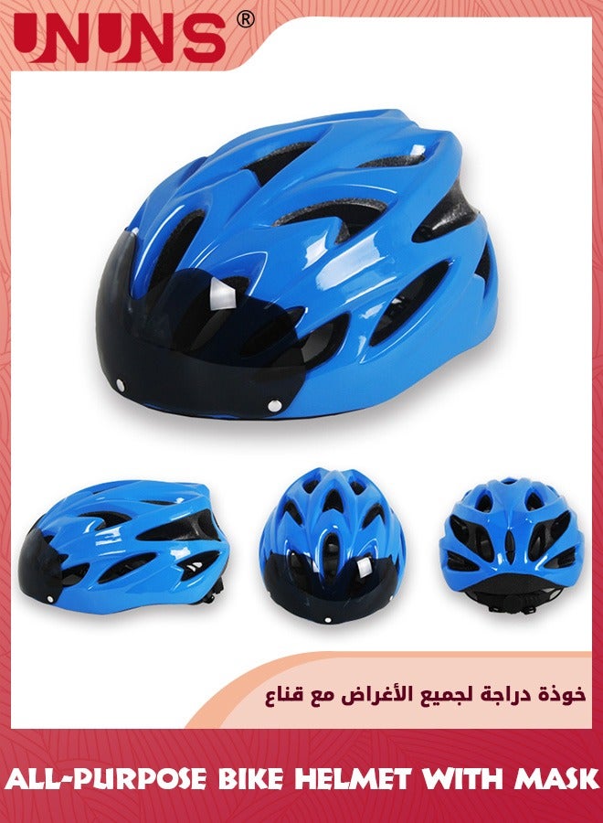 UNUNS Adults Bike Helmet And Cycling Mask,Detachable Magnetic Goggle Visor Bicycle Helmet,Road Mountain Cycling Helmet For Men Women,All-Purpose Helmets,Adjustable Size 56-60cm,Cycling Accessories,Blue - Image 2