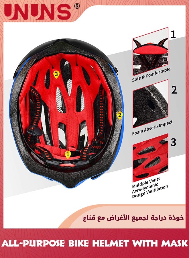 UNUNS Adults Bike Helmet And Cycling Mask,Detachable Magnetic Goggle Visor Bicycle Helmet,Road Mountain Cycling Helmet For Men Women,All-Purpose Helmets,Adjustable Size 56-60cm,Cycling Accessories,Blue - Image 5