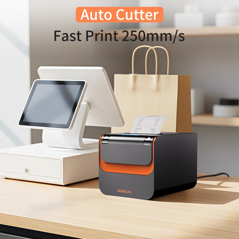 Rongta POS Printer, 80mm Direct Thermal Receipt Printers with Auto Cutter, USB Serial Ethernet Interface, Support Windows/Mac/Linux Cash Drawer, Restaurant Kitchen Printer for ESC/POS (RP332) - Image 3