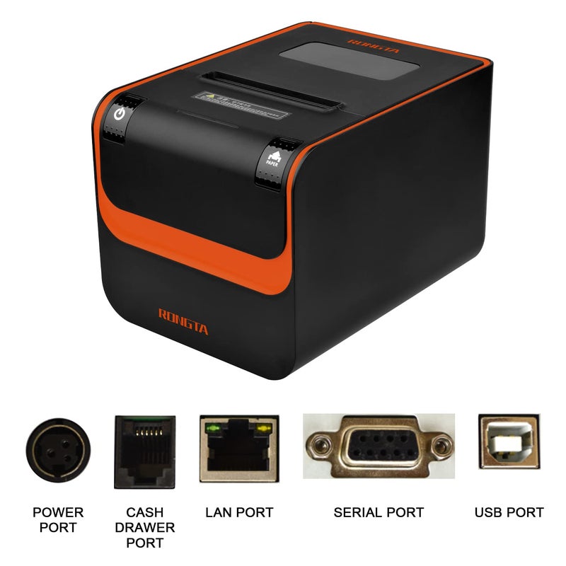 Rongta POS Printer, 80mm Direct Thermal Receipt Printers with Auto Cutter, USB Serial Ethernet Interface, Support Windows/Mac/Linux Cash Drawer, Restaurant Kitchen Printer for ESC/POS (RP332) - Image 4