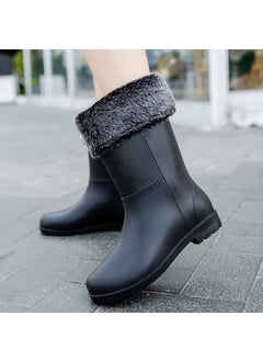 Generic Fashionable Mid-Calf Rain Boots Women2268 medium cylinder black velvet 2268 medium cylinder black velvet 