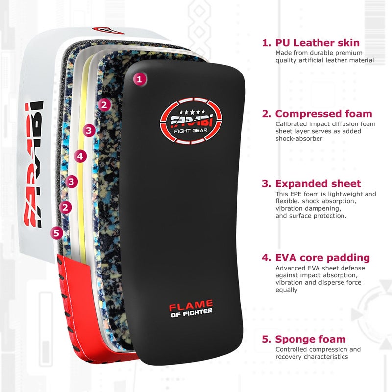 Farabi Sports Thai pad, Kickboxing Kick pad, Kick Training Strike Shield MMA Muay Thai pad Curved (Single Item) - Image 2