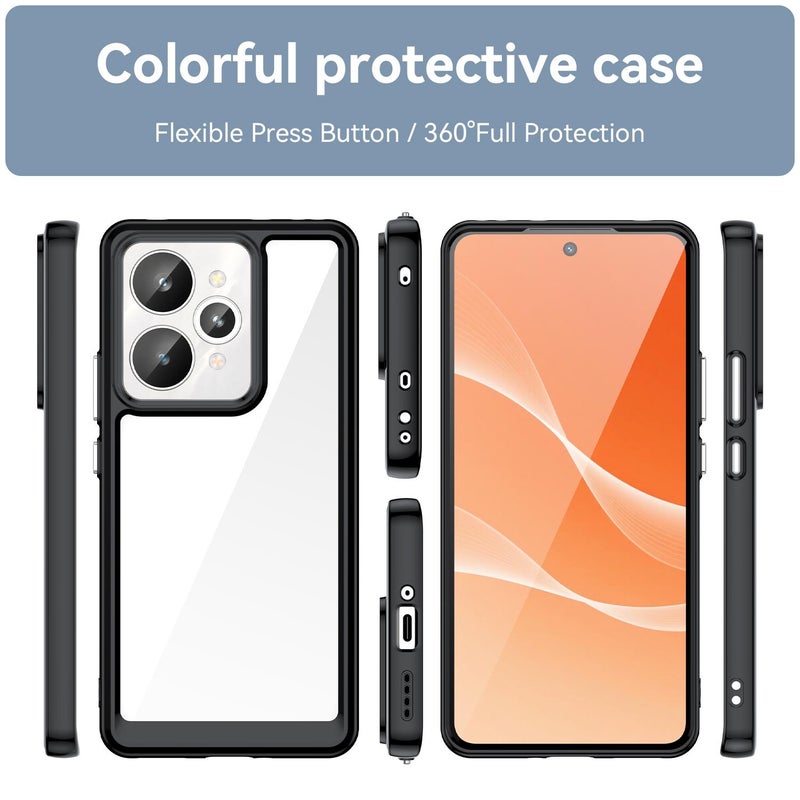 erorex For Realme 15 5G Colorful Series Acrylic Hybrid TPU Phone Case(Black) - Image 2
