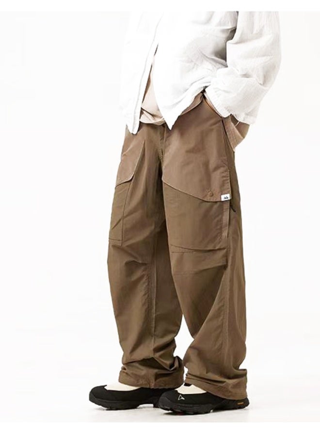 Hub For Less Men’s Wide-Leg Parachute Microfiber Pants – Street Ready with Rope Waistband - Image 1