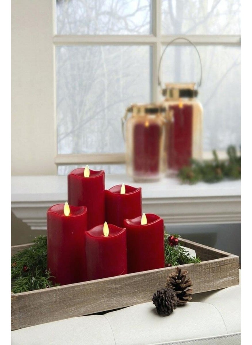 Arma House - Large Flickering Flame Red LED Candle - Image 1