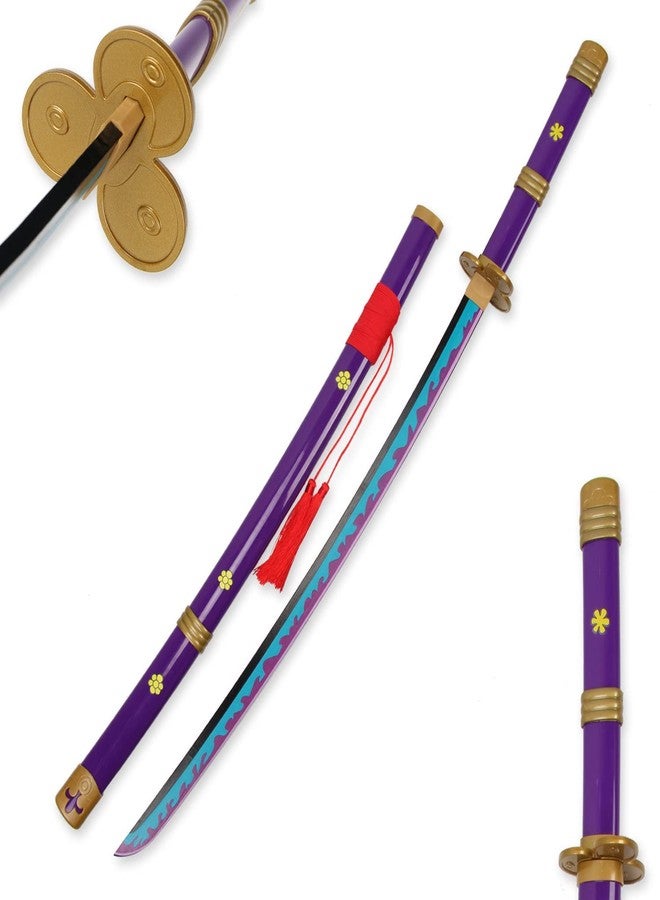 UMANI® Anime Cosplay Samurai Sword 41 Inch Decorative Collectible Sword Various Styles Available(Wooden) (1000-ZORRO Purple) - Image 1