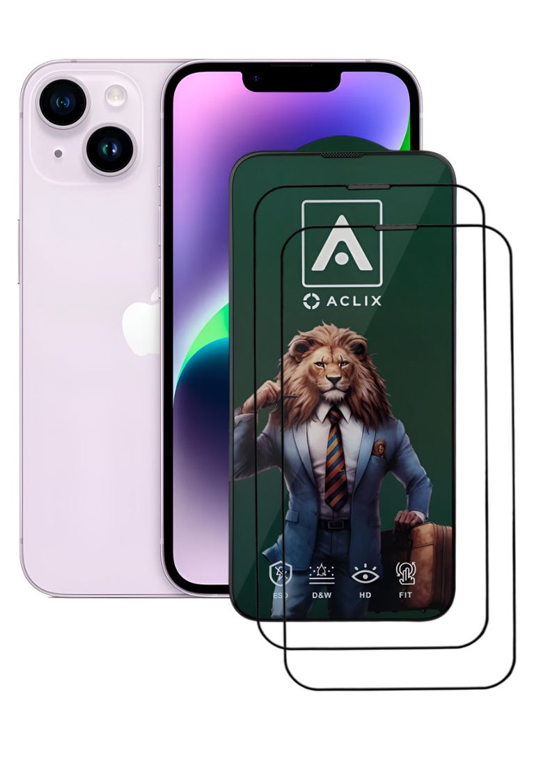 ACLIX 2 Pieces Antistatic ESD Dustproof Premium Quality High Definition Tempered Glass Screen Protector Designed For  iPhone 14 - Image 1