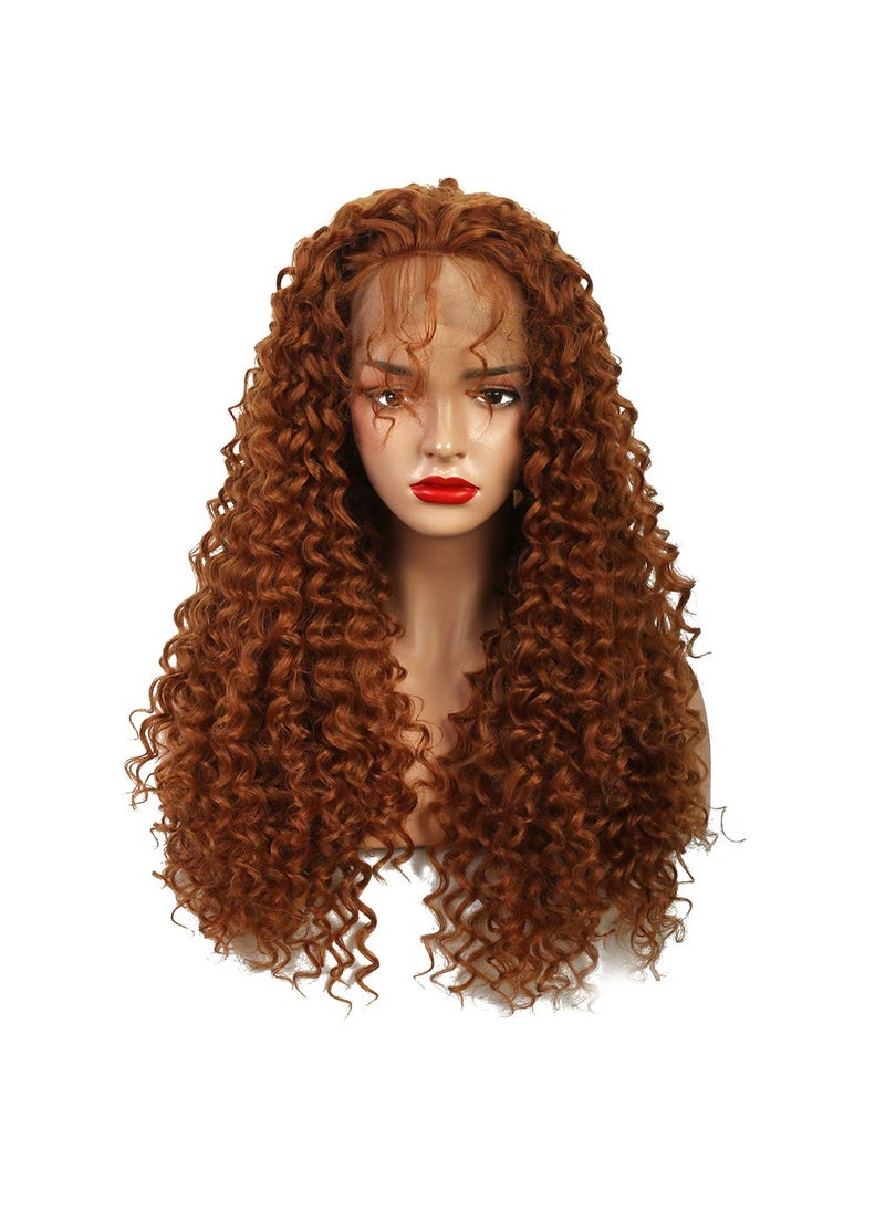 Wiginway - Wiginway Synthetic Lace Front Long Afro Kinky Curly Wigs For Women Light Auburn With Babyhair Lace Front Wigs - Image 1