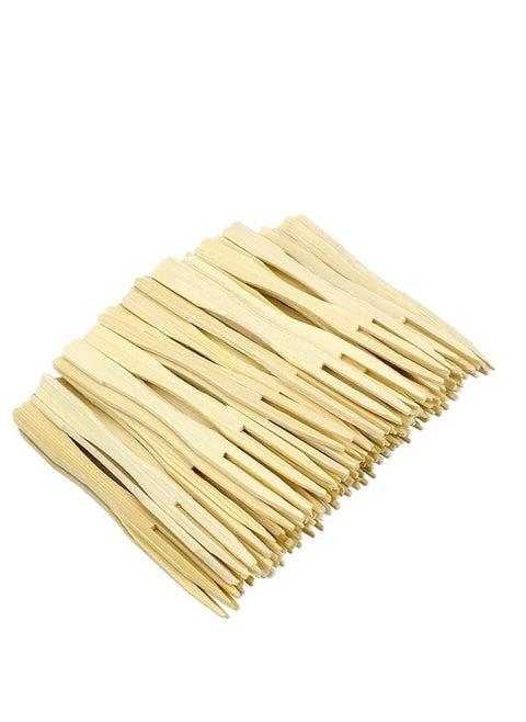 Wooden Fruit Forks Bamboo Fruit Fork Two Prongs Fruit Forks Disposable Cocktail Food Picks 3.5 Inch Blunt End Forks for Party 200 Pcs