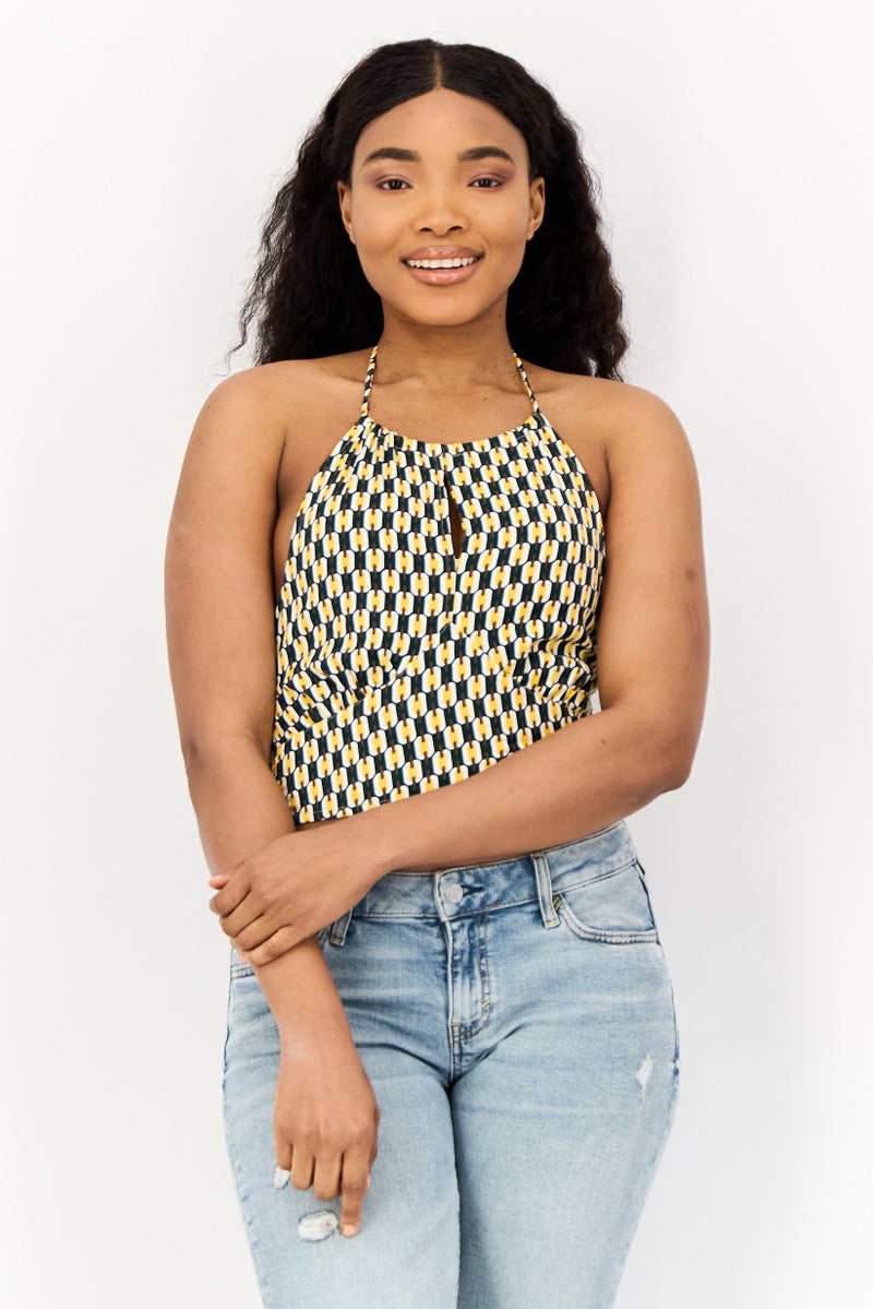 ONLY بلوزة نسائية بدون أكمام بتصميم هالتر، متعددة الألوان - Image 1