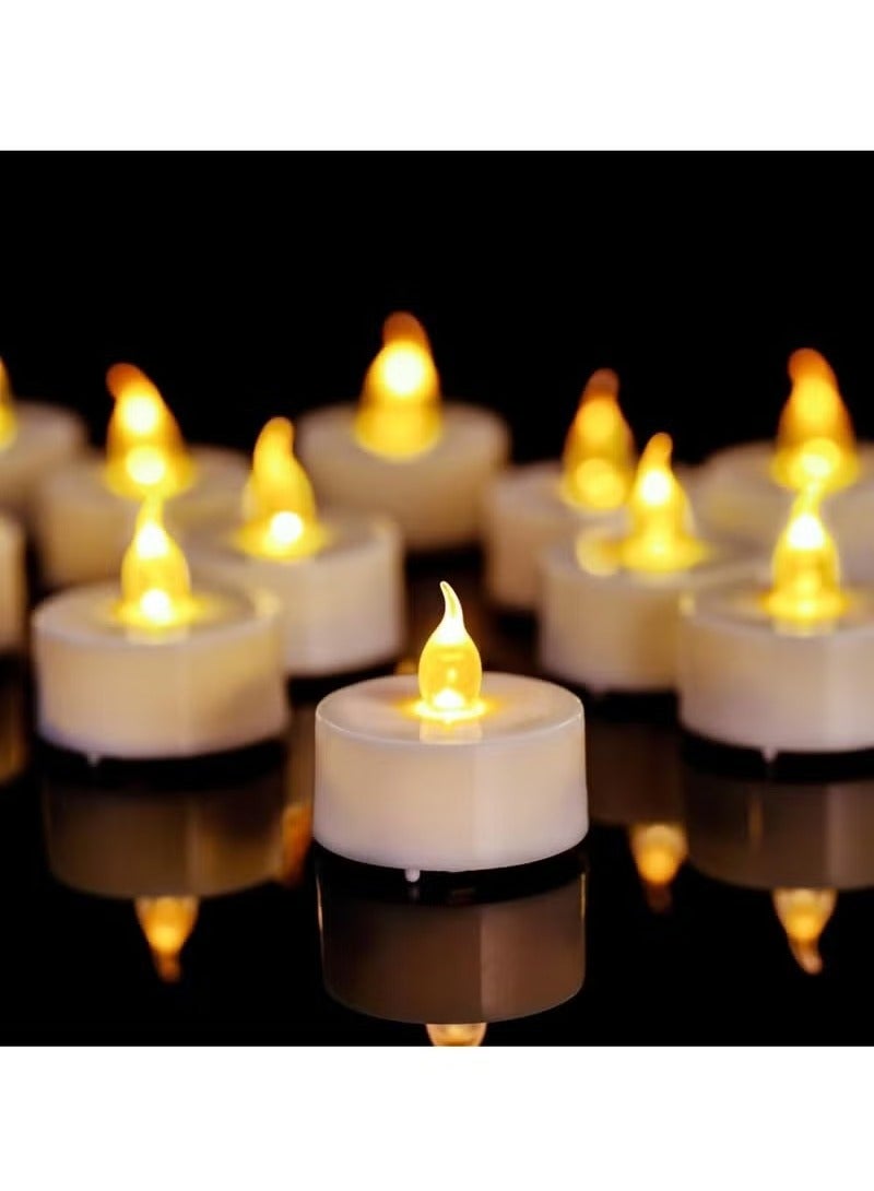 ELTRAZONE 48-Piece Battery Operated LED Tea Light Candle Set – Warm White Flickering Flame Effect, Long Head Design, Flameless & Smokeless, Reusable and Safe for Indoor/Outdoor Use, Ideal for Events, Weddings & Home Décor  - Image 4