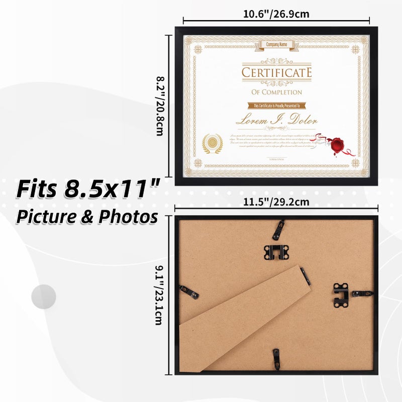 WIFTREY 12 Pack 8.5x11 Certificate Picture Frames, Multi 8.5 by 11 Photo Frame for Award Document Diploma Frame, Wall Hanging or Tabletop Display, Black - Image 2