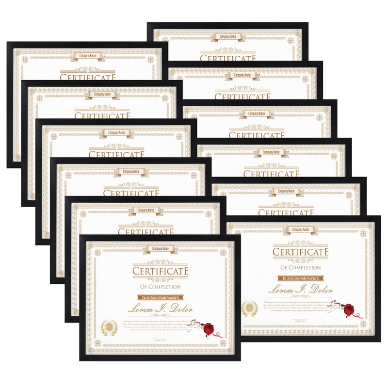 WIFTREY 12 Pack 8.5x11 Certificate Picture Frames, Multi 8.5 by 11 Photo Frame for Award Document Diploma Frame, Wall Hanging or Tabletop Display, Black - Image 1