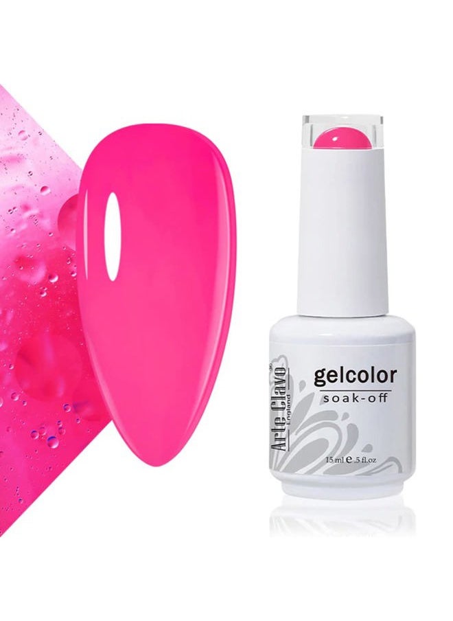 Arte Clavo - 15ml Hot Pink Gel Nail Polish, 1 Pcs 15ml Summer Neon Pink Gel Polish Soak Off Nail Lamp Needed Nail Art DIY Gel Nail Manicure Valentine Gel Nail Polish Gift for Women 11302… - Image 1