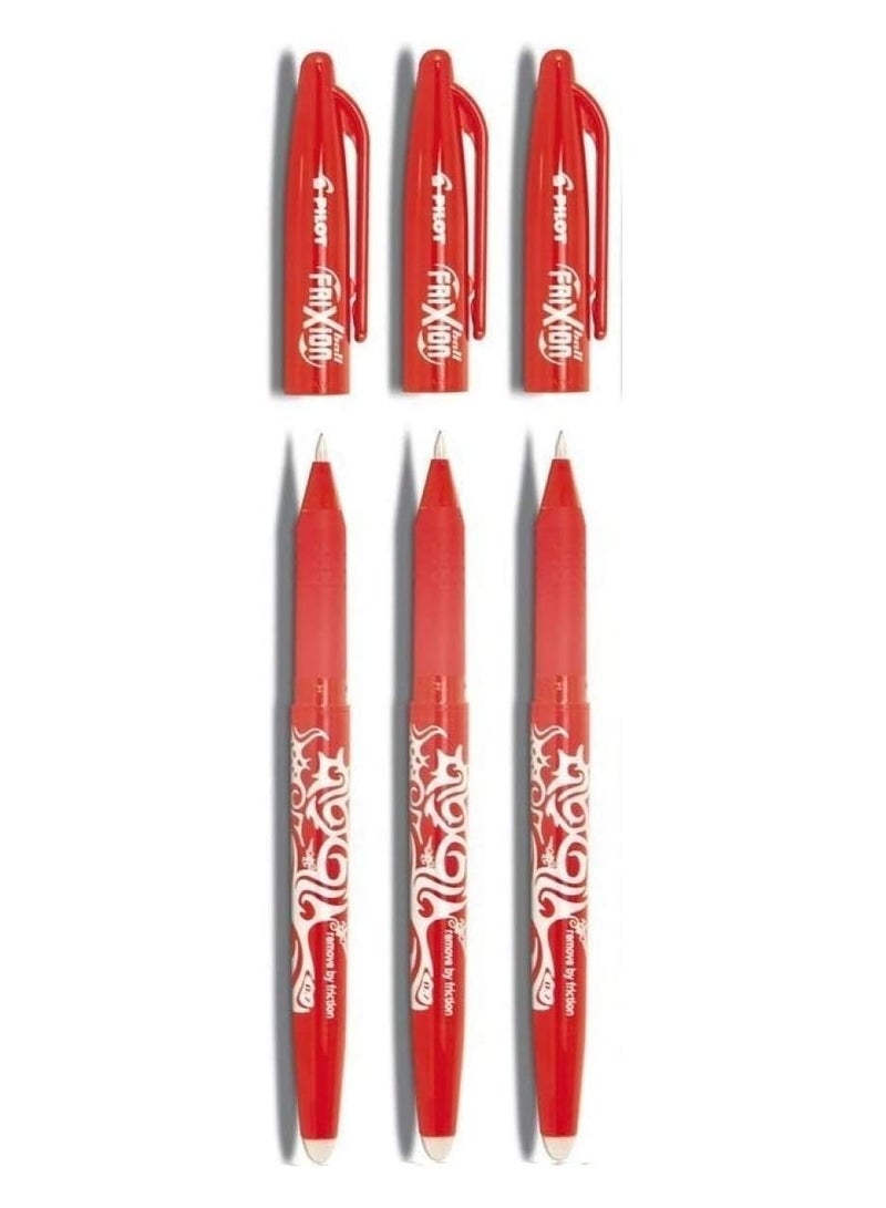 بايلوت أقلام بايلوت فريكشن رولربال قابلة للمسح، أحمر، 0.7 مم، رأس القلم، 0.35 مم، خط BL-FR7 (عبوة من 3 قطع)