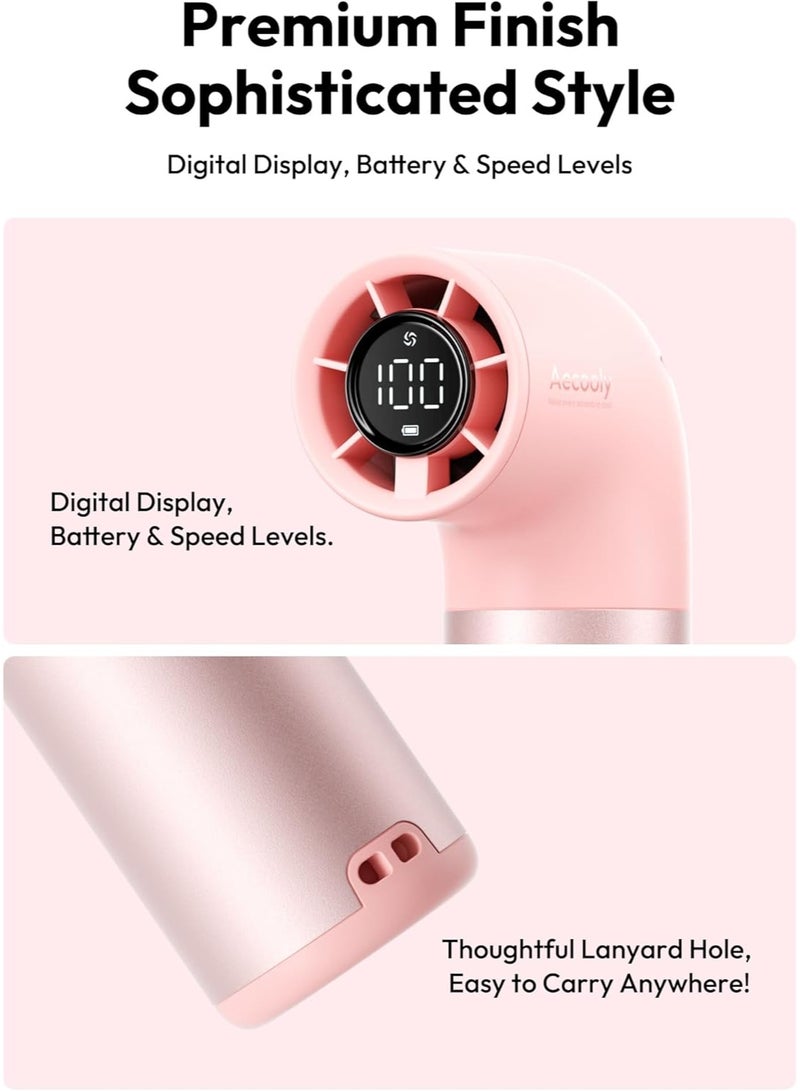 Aecooly Portable Handheld Fan, Powerful Turbo Mini Fan, 19000 RPM High Speed Aero Pro, 15H Max Cooling Time, 6 Speeds Aluminum Case,Rechargeable Personal Small Travel Essentials, Gifts for Women-Pink - Image 4