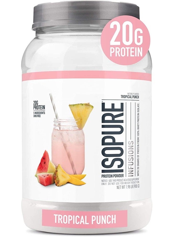 Isopure Protein Powder, Clear Whey Isolate Protein, Post Workout Recovery Drink Mix, Gluten Free with Zero Added Sugar, Infusions- Tropical Punch, 36 Servings - Image 1