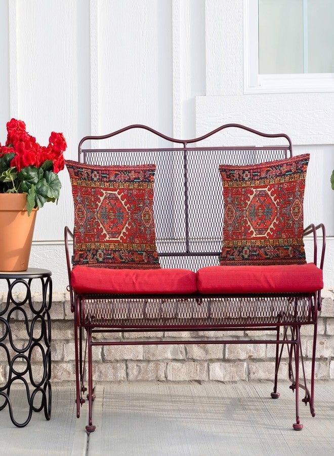 Swono Pillow Covers 18X18 Inch Set of 2 Turkish Carpet, Throw Pillow Cases Boho Tribal Geometric Paisley Floral Pillowcase Cushion Cover Decorative for Outdoor Home Sofa Bedroom Livingroom, Red - Image 4